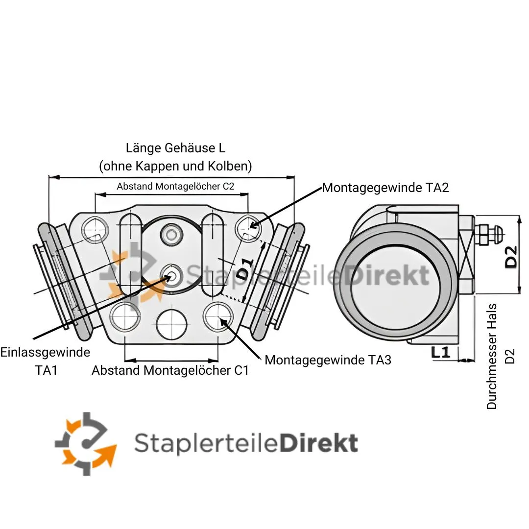 Radbremszylinder für Jungheinrich TFG 50 MF rechte Seite Gabelstapler (14478260)