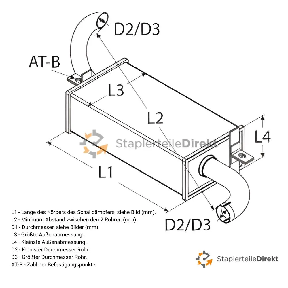 Auspuffrohr / Schalldämpfer für Komatsu - Länge 500 mm