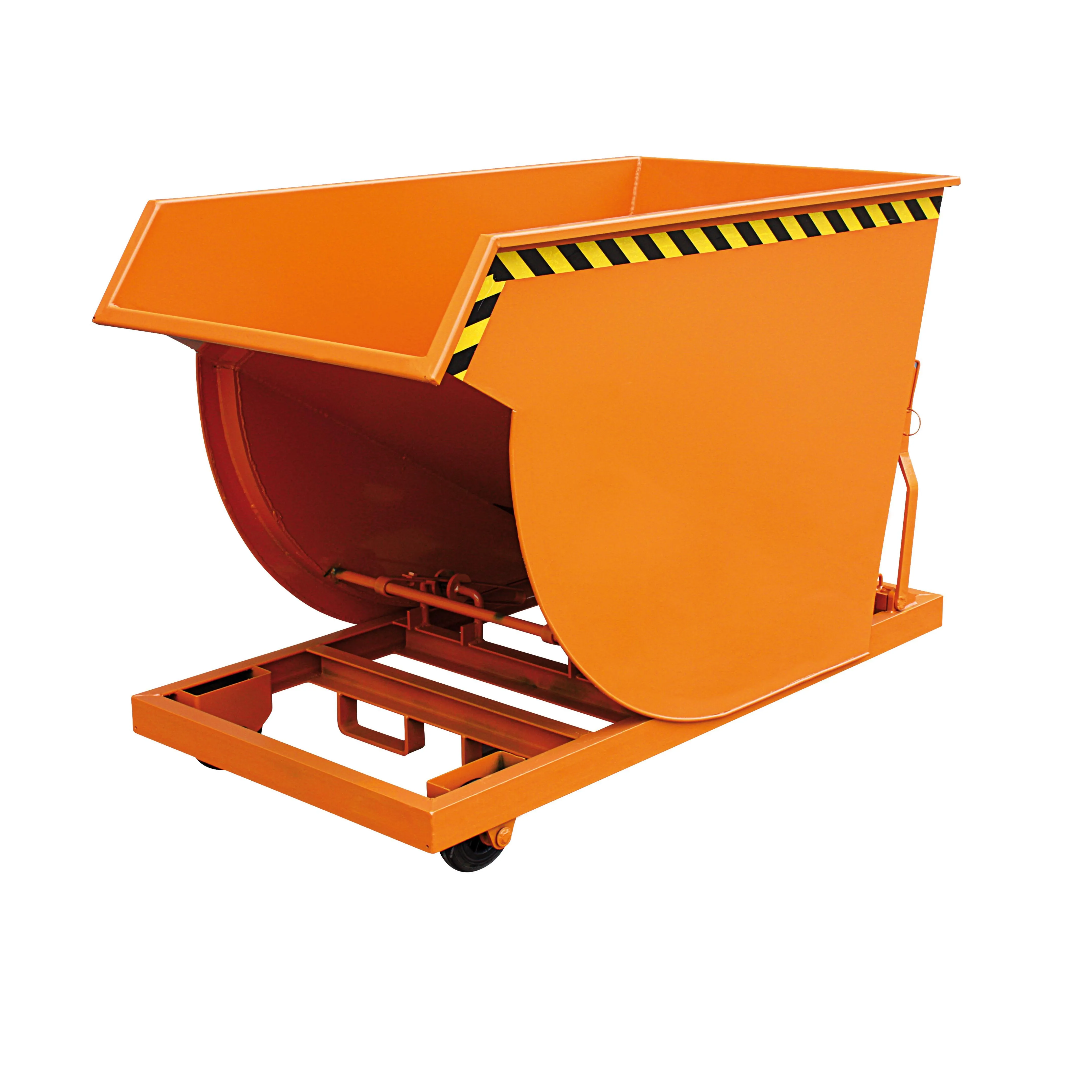 Spänebehälter mit Siebblech-Einsatz und Ablasshahn, 1000 kg, 500 Liter, reinorange