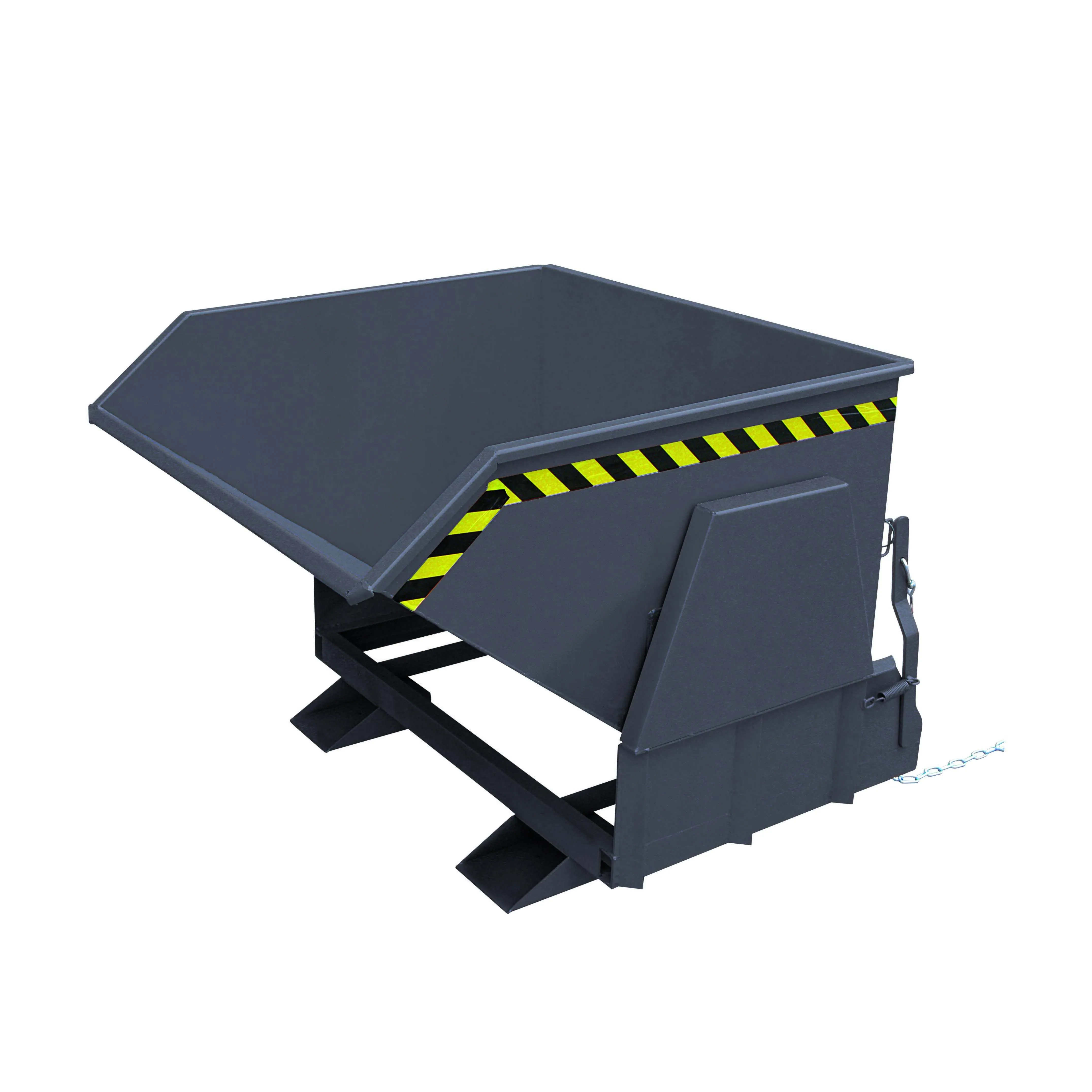 Kippbehälter mit geschützten Abrollkufen, 1500 kg, 800 Liter, anthrazitgrau