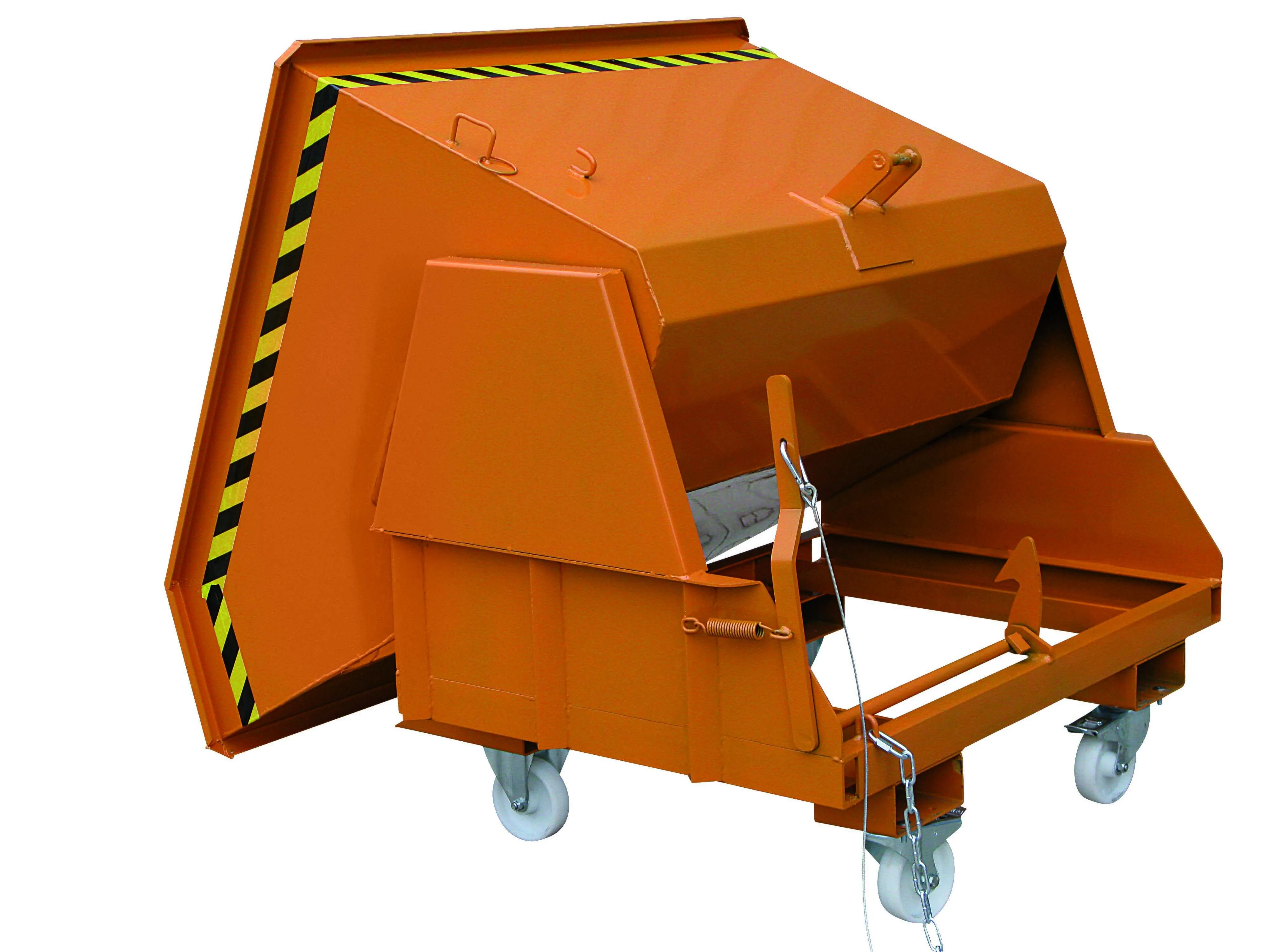 Kippbehälter mit geschützten Abrollkufen, 1500 kg, 800 Liter, anthrazitgrau