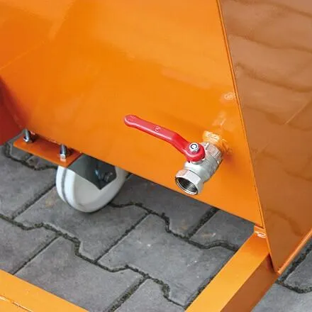 Späne-Kippbehälter mit Siebeinsatz und Ablasshahn, 1000 kg, 250 Liter, reinorange