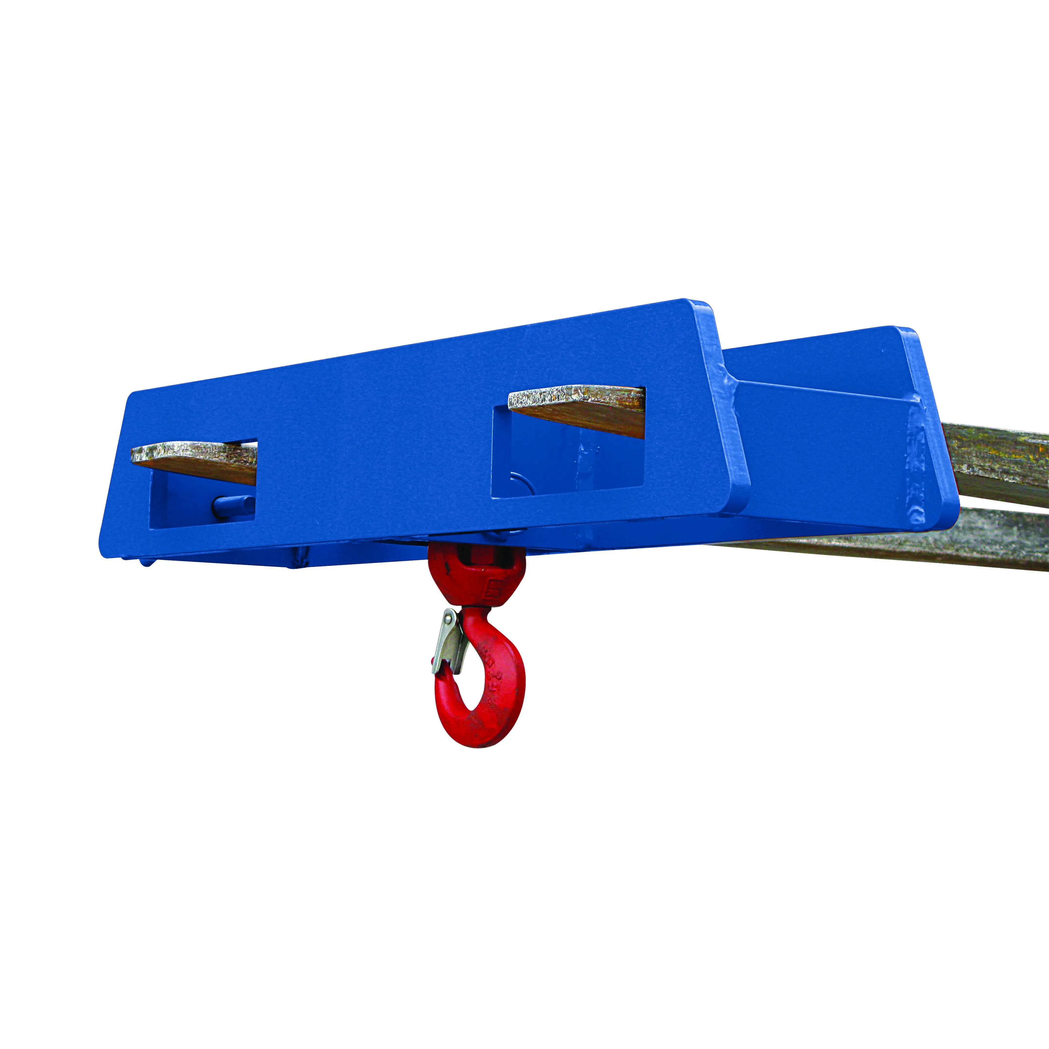 Lasthaken Stapler-Aufsatz über zwei Gabelzinken, 5000 kg, enzianblau
