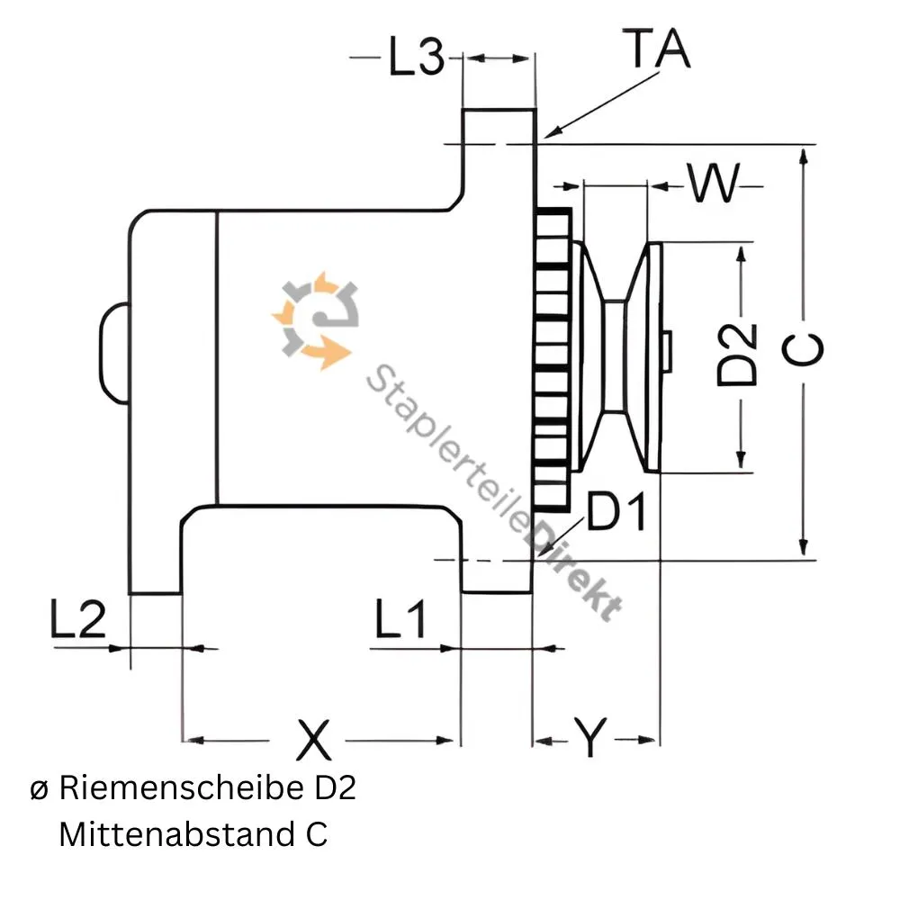 Lichtmaschine für Heli 24 V (Aufhängung 14,8x13x14,6 mm) Außendurchmesser Riemenscheibe 72 mm