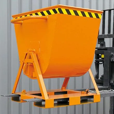 Kippmulde 2-seitig kippbar, von 4 Seiten anfahrbar, 500 kg, 300 Liter reinorange