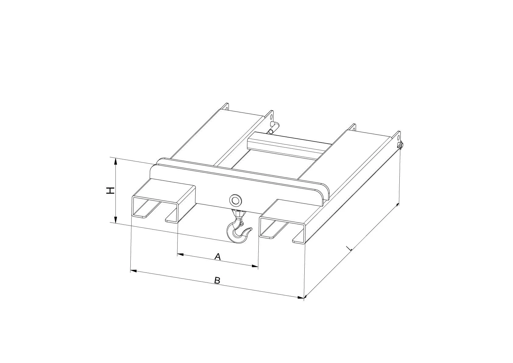 Lasthaken Stapler-Aufsatz für 1 Zinken, 1000 kg,  reinorange