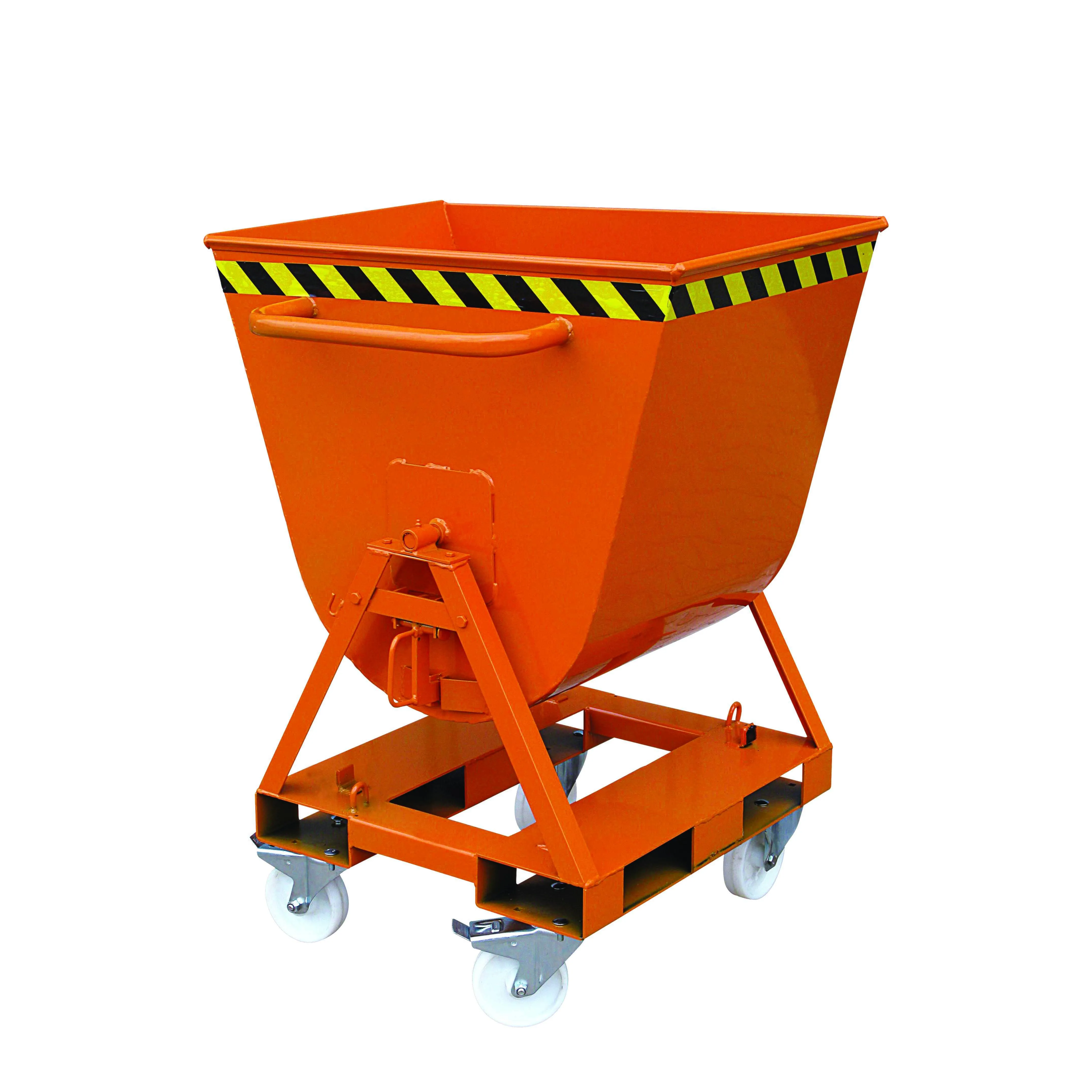 Kippmulde 2-seitig kippbar, von 4 Seiten anfahrbar, 500 kg, 300 Liter reinorange
