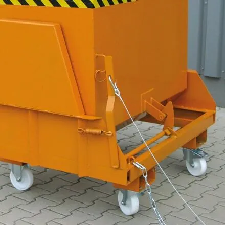 Kippbehälter mit geschützten Abrollkufen, 1500 kg, 800 Liter, anthrazitgrau