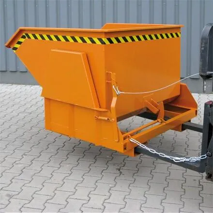 Kippbehälter mit geschützten Abrollkufen, 1500 kg, 800 Liter, enzianblau