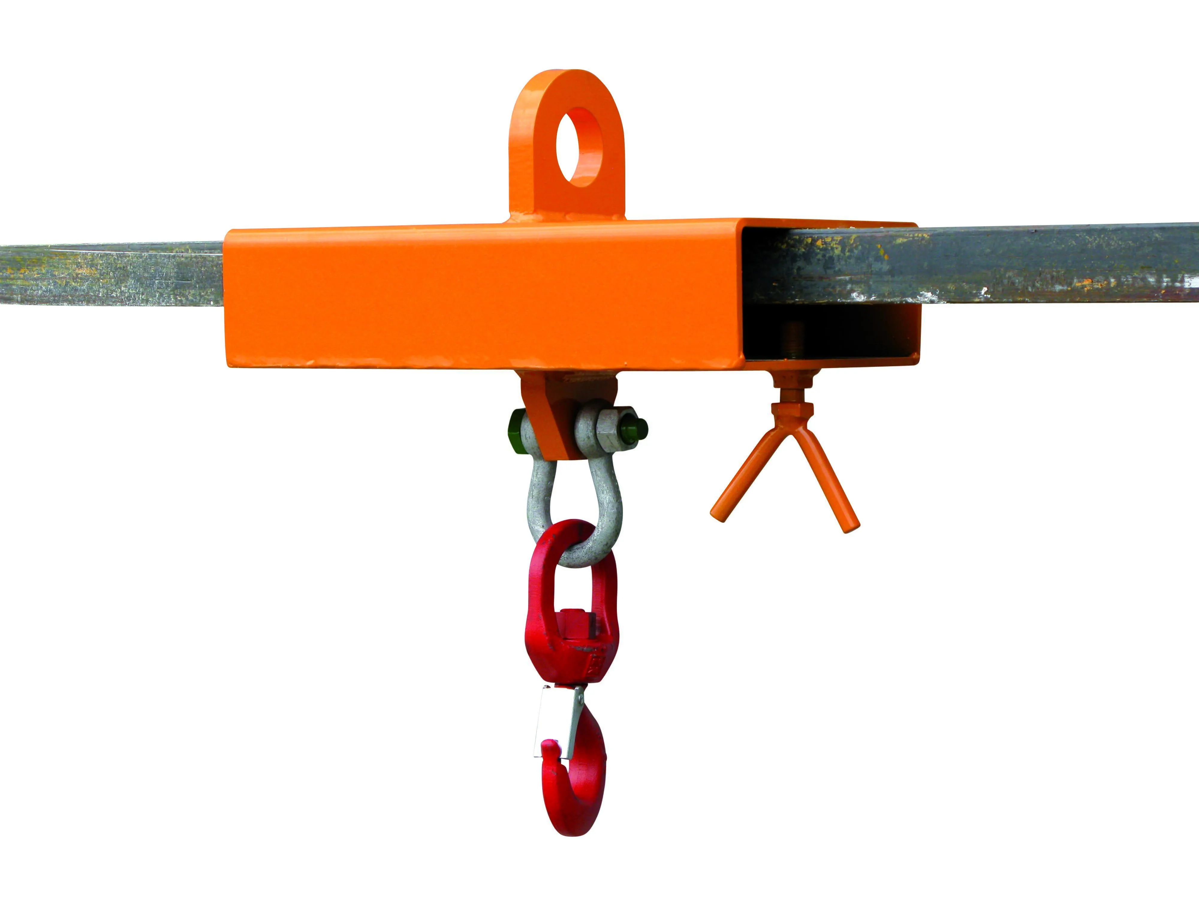 Lasthaken Stapler-Aufsatz für 1 Zinken, 1000 kg,  reinorange