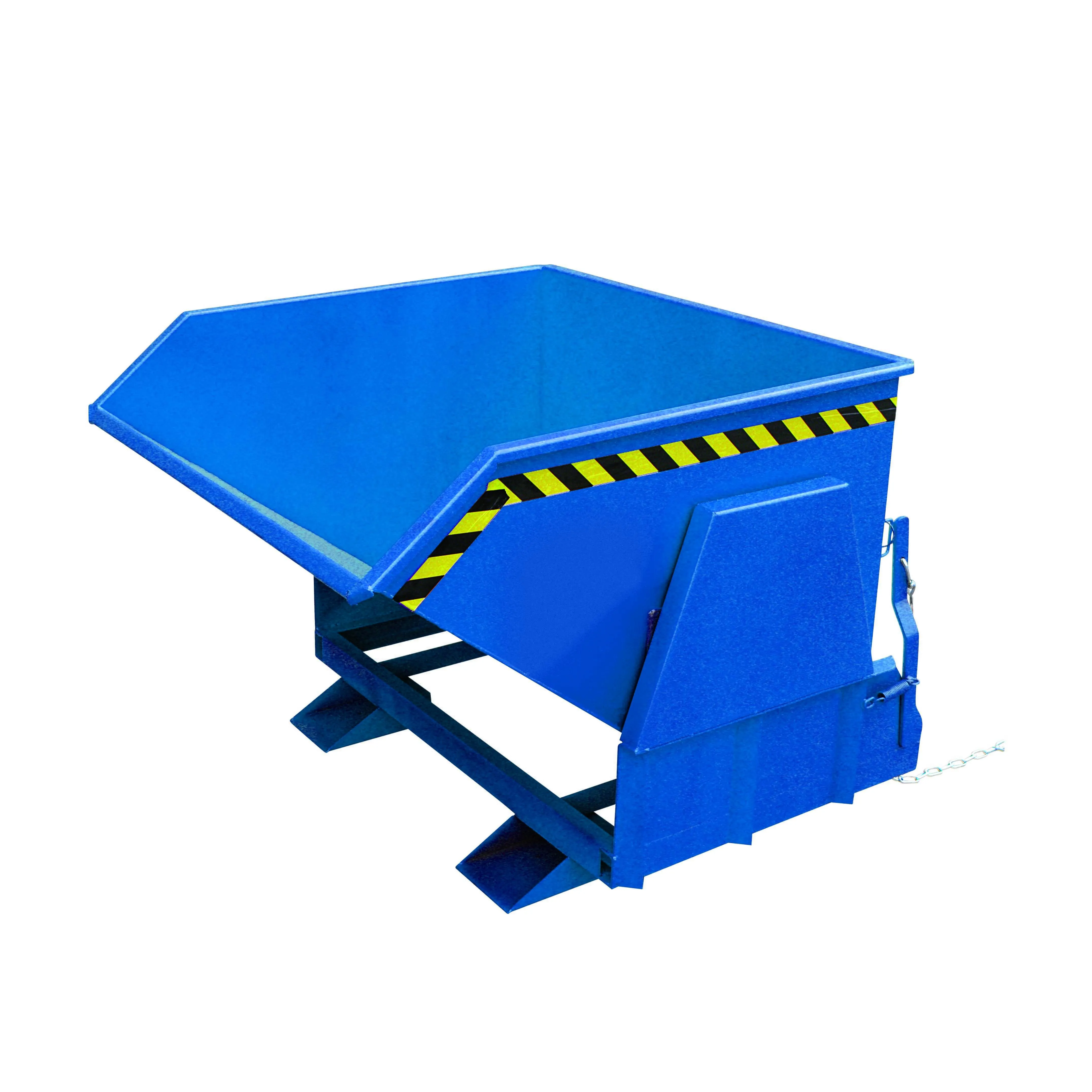 Kippbehälter mit geschützten Abrollkufen, 1500 kg, 800 Liter, enzianblau