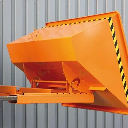 Kippbehälter mit Abrollkufen, 1500 kg, 1750 Liter, reinorange