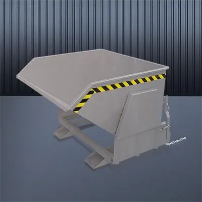 Kippbehälter mit geschützten Abrollkufen, 1500 kg, 800 Liter, feuerverzinkt