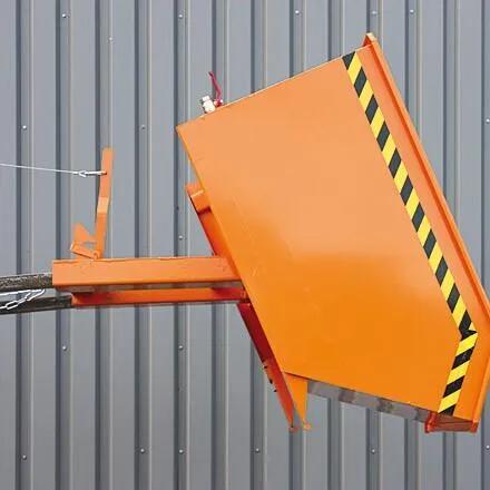 Spänebehälter mit Lochblech-Boden und Ablasshahn, 1000 kg, 300 Liter, reinorange