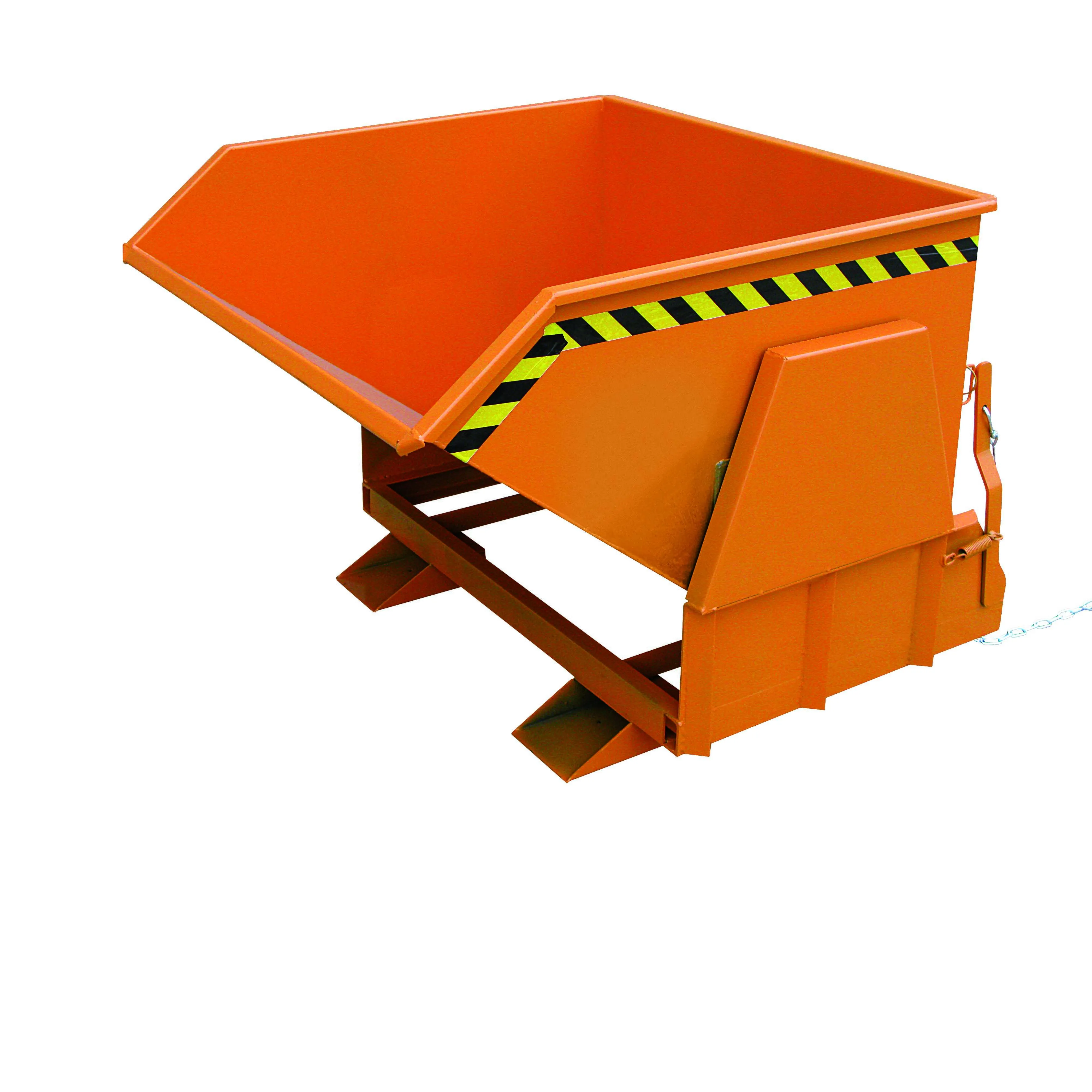 Kippbehälter mit geschützten Abrollkufen, 3500 kg, 1750 Liter, reinorange