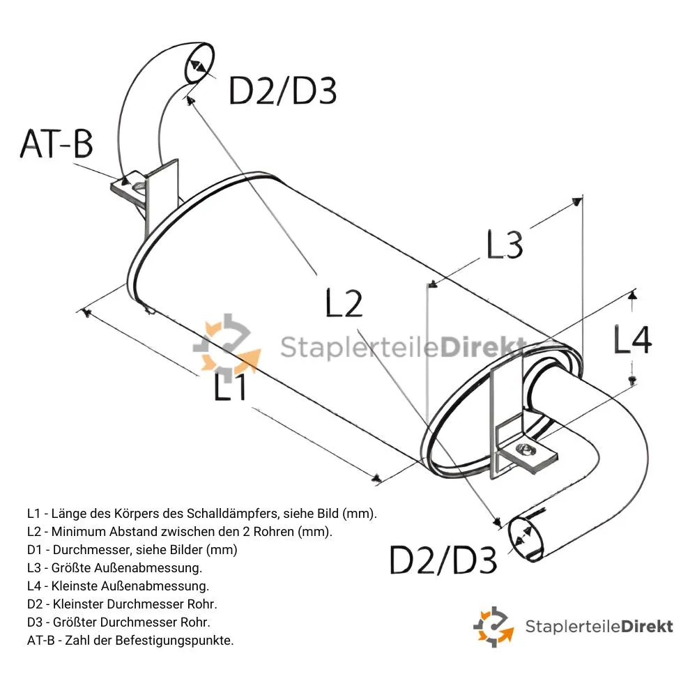 Auspuffrohr / Schalldämpfer für Clark-Samsung - Länge 625 mm