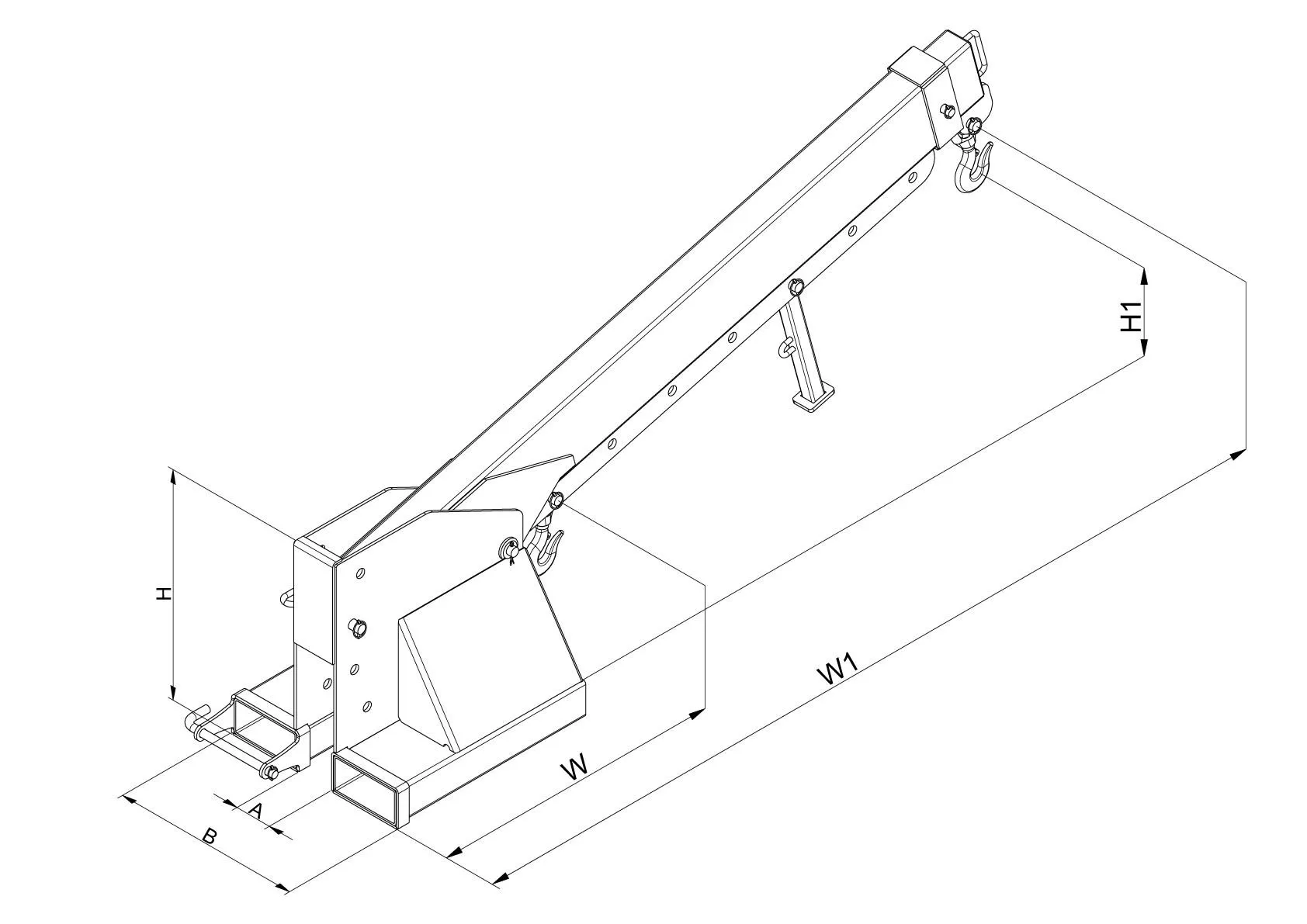 Kranarm teleskopierbar und höhenverstellbar, 2500 kg,  reinorange