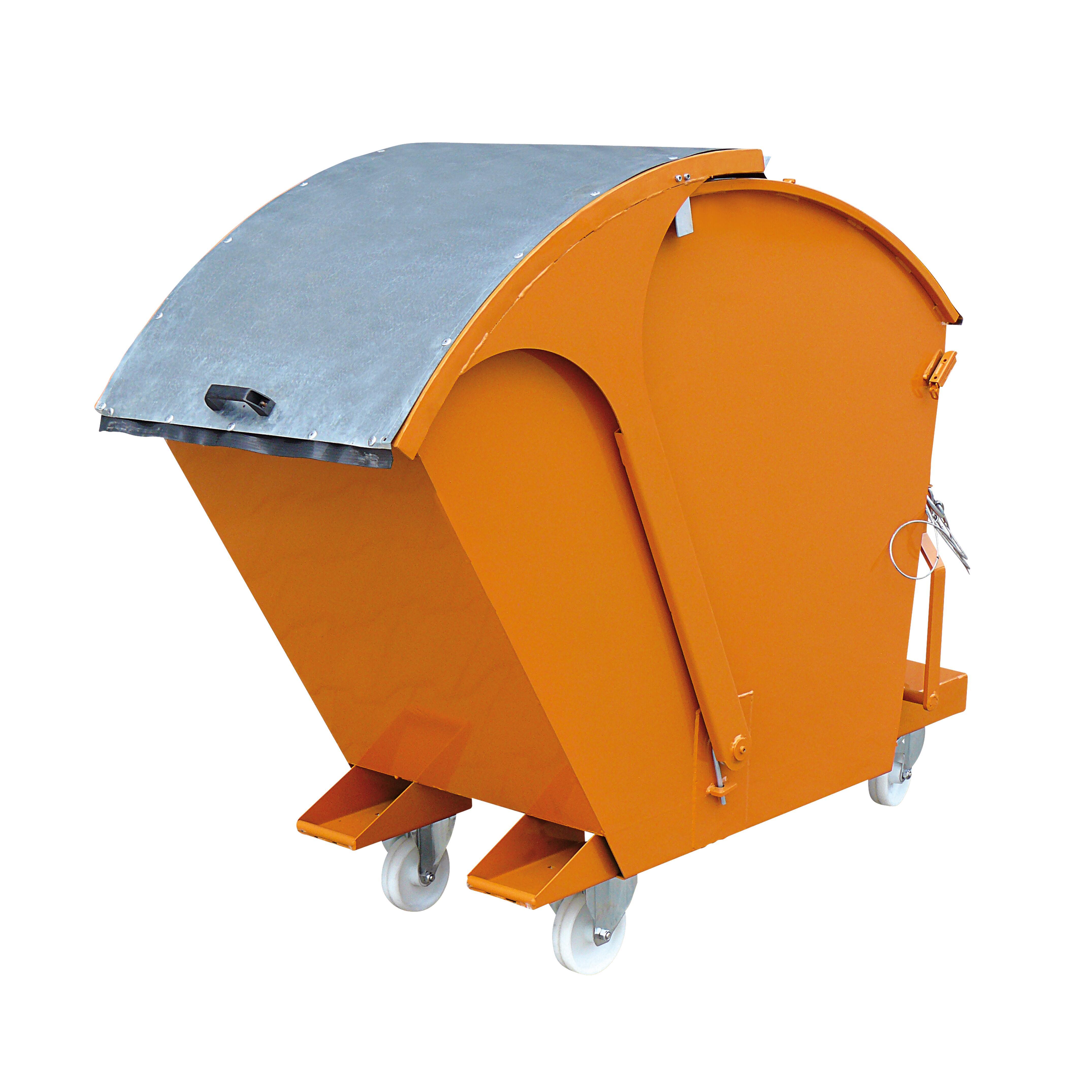 Eichinger Industrie Kippbehälter mit Runddeckel, 1000 kg, 750 Liter, reinorange
