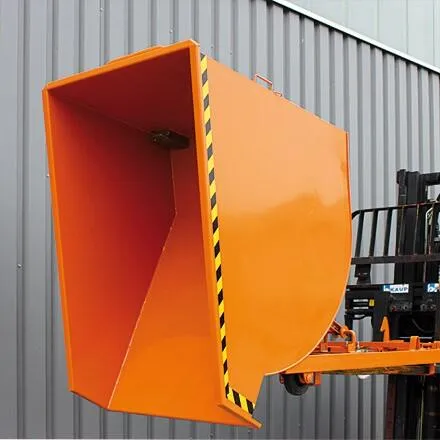 Spänebehälter mit Siebblech-Einsatz und Ablasshahn, 1000 kg, 300 Liter, reinorange
