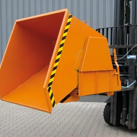 Kippbehälter mit geschützten Abrollkufen, 1500 kg, 800 Liter, enzianblau