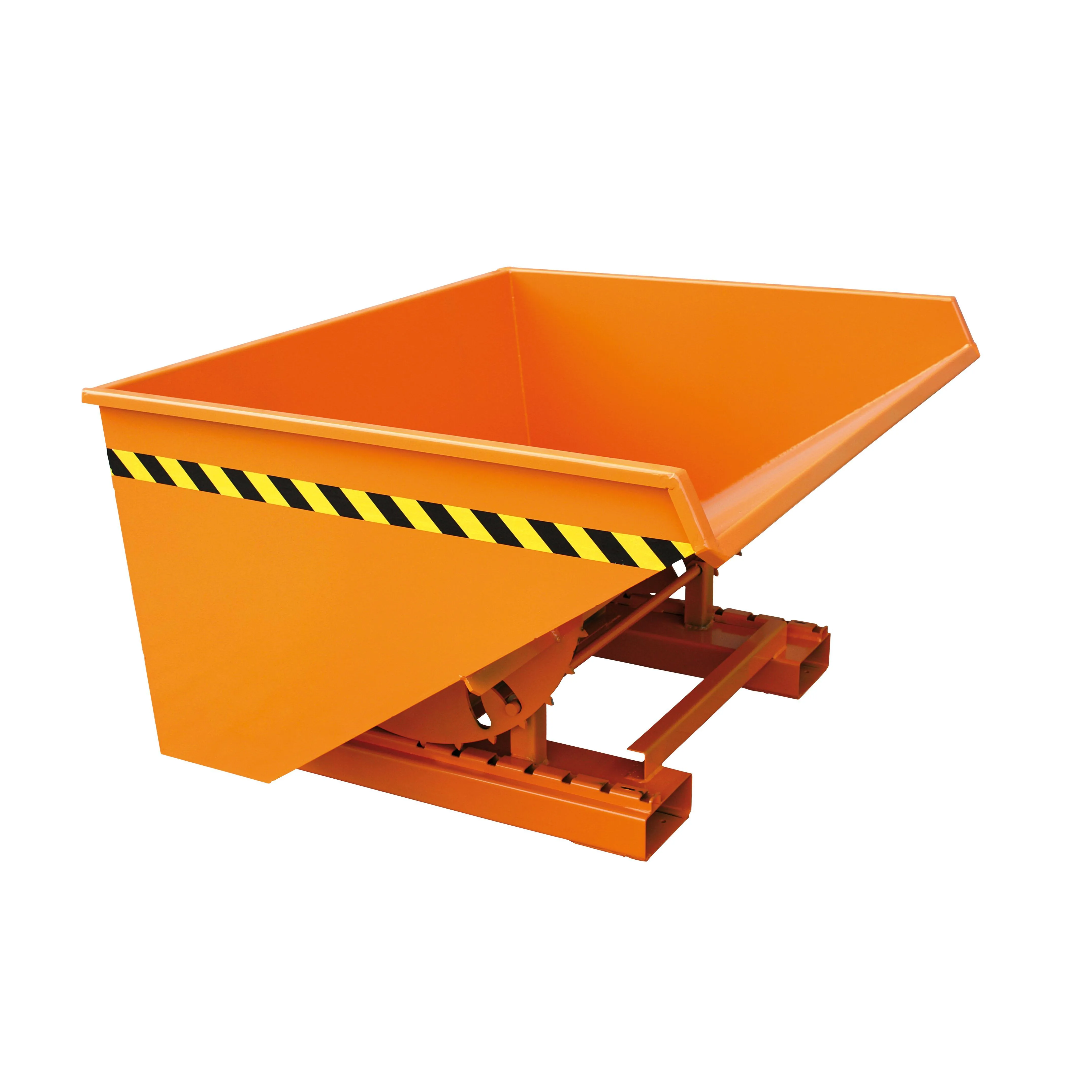 Kippbehälter mit Abrollkufen, 1500 kg, 1000 Liter, reinorange