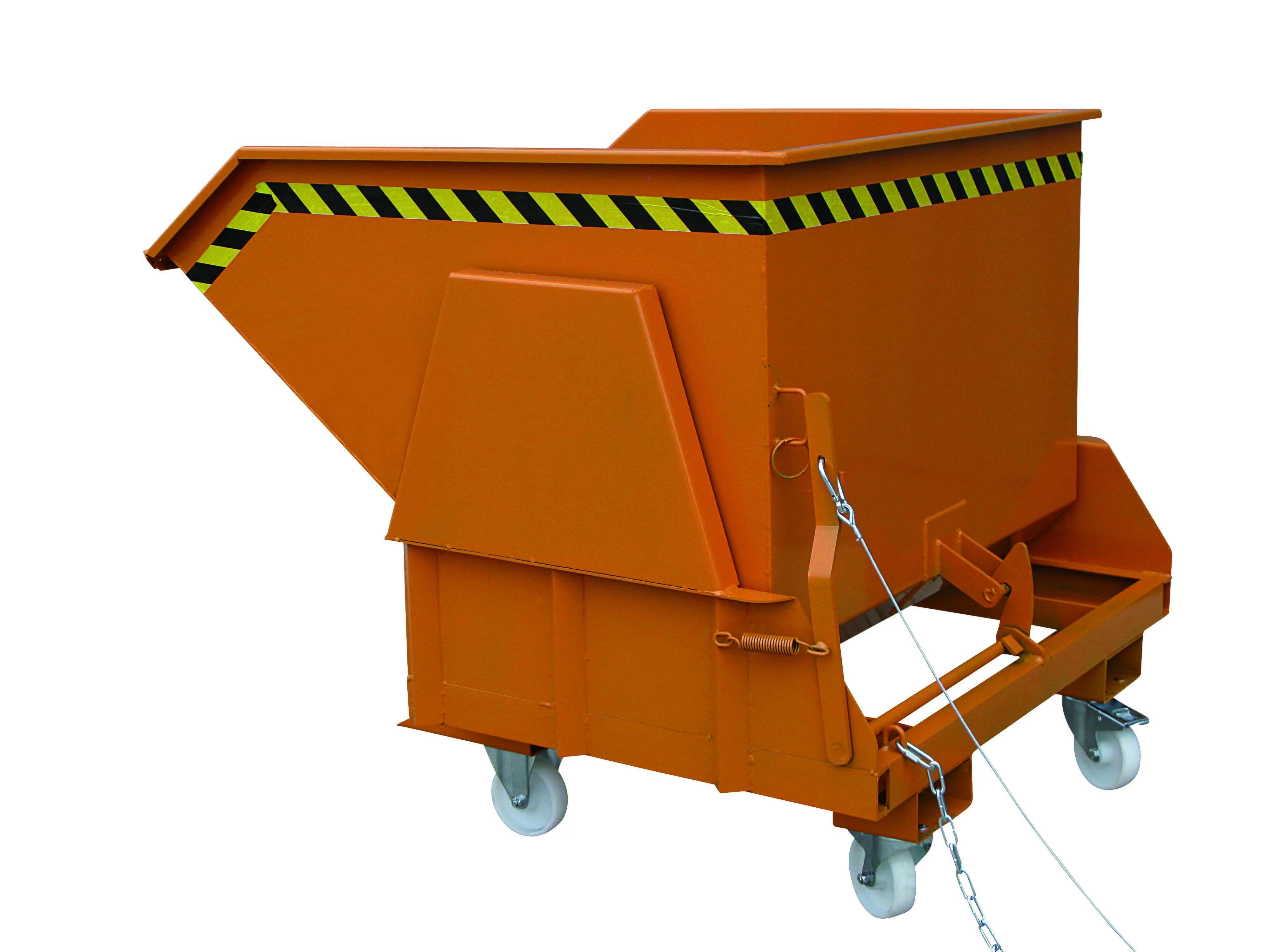 Kippbehälter mit geschützten Abrollkufen, 1500 kg, 800 Liter, enzianblau