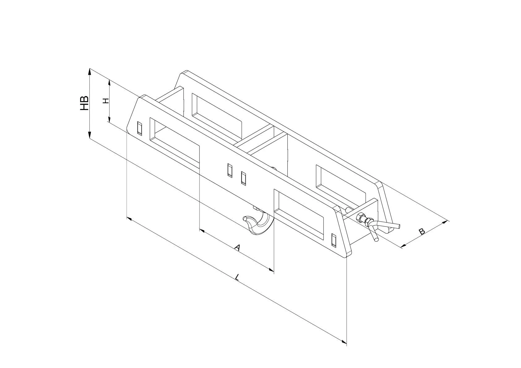 Lasthaken Stapler-Aufsatz über zwei Gabelzinken, 5000 kg, anthrazitgrau