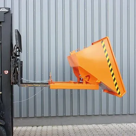 Kippbehälter mit Abrollkufen, 1500 kg, 1750 Liter, reinorange